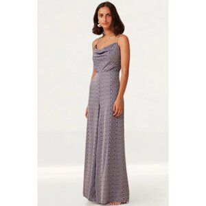 New Finders Keepers Pantsuit Jumpsuit Wide Flare Leg Cowl Neck Wedding Guest